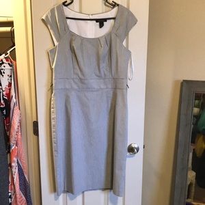 WHBM sheath dress size 12 gray & white pinstriped - MOVING SALE all dresses $10
